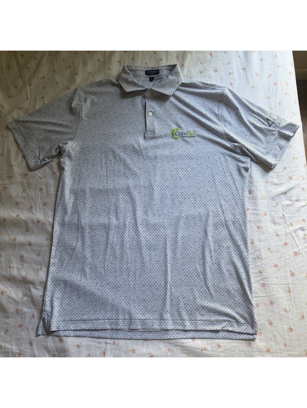 Peter Millar Crown Crafted Golf Polo White Staccato Wine Mens LARGE